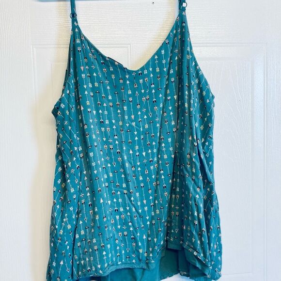 Torrid Sophie Double-Layer Teal Blue Arrow Print Swing Cami Sz 2 2X 18/20 - Picture 3 of 9